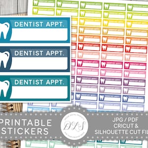 Naklejki dentystyczne, Naklejki do planowania wizyt u dentysty, Naklejki na wizyty u dentysty, Naklejki dentystyczne do druku, Naklejki przypominające o wizycie u dentysty, FS121