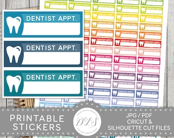 Dentist Stickers, Dentist Planner Stickers, Dentist Appointment Stickers, Printable Dentist Stickers, Dentist Reminder Stickers, FS121