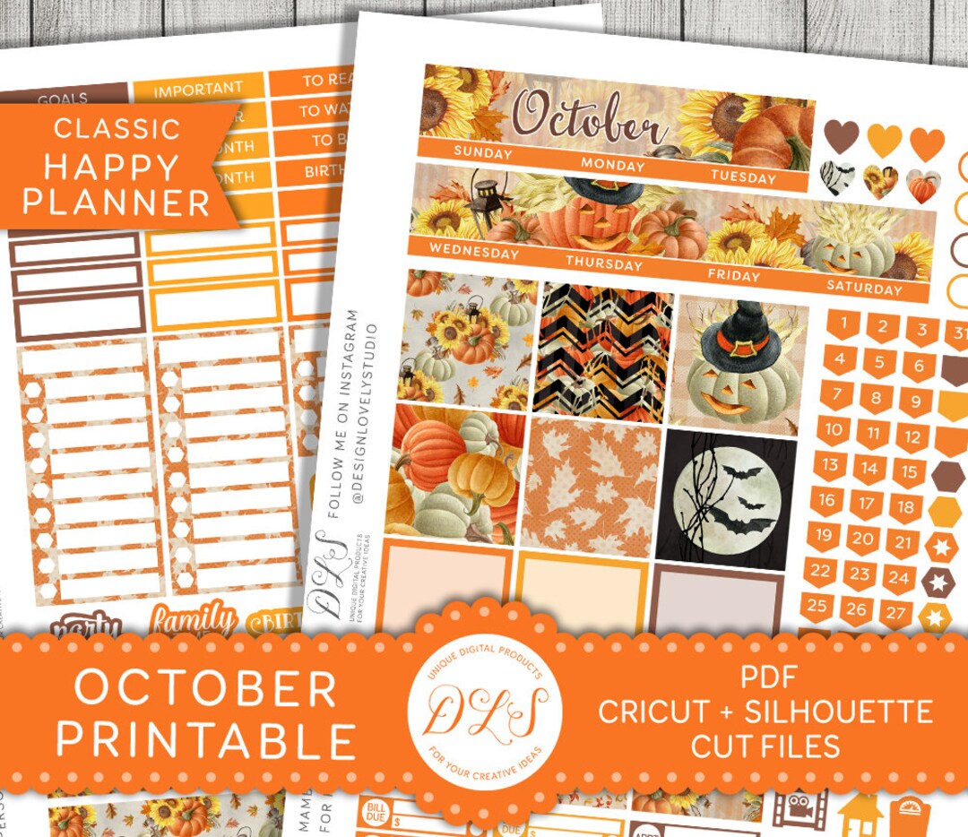 Happy Planner October Monthly Kit, October Monthly Kit Printable ...