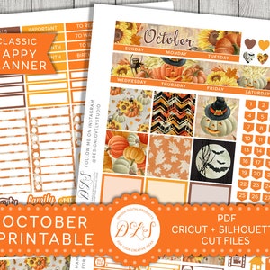 Kit mensuel d'octobre Happy Planner, Kit mensuel d'octobre imprimable, Kit mensuel d'Halloween, Kit mensuel d'automne Happy Planner, fichiers coupés, HPMV105