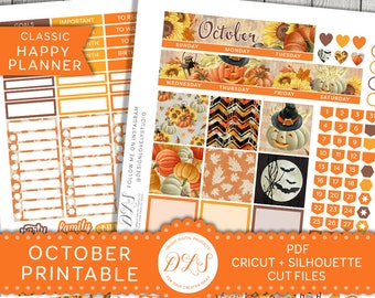 Happy Planner October Monthly Kit, October Monthly Kit Printable, Halloween Monthly Kit, Happy Planner Fall Monthly Kit, Cut Files, HPMV105