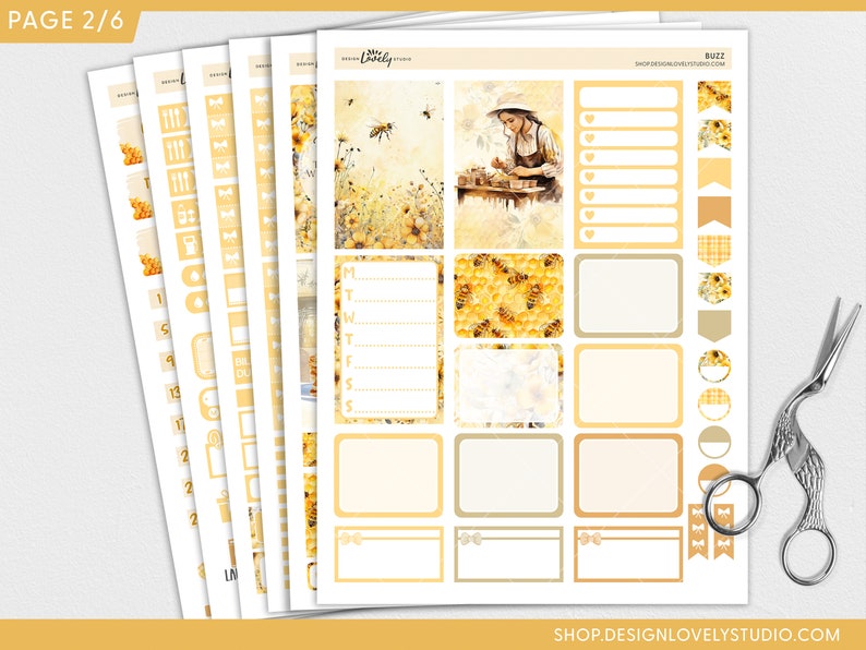 Honey Bee Printable Planner Stickers, Big Happy Planner Stickers ...