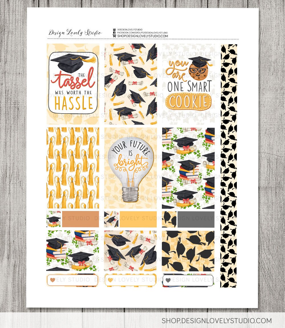 PRINTABLE Big Happy Planner Stickers Kit Graduation Planner - Etsy