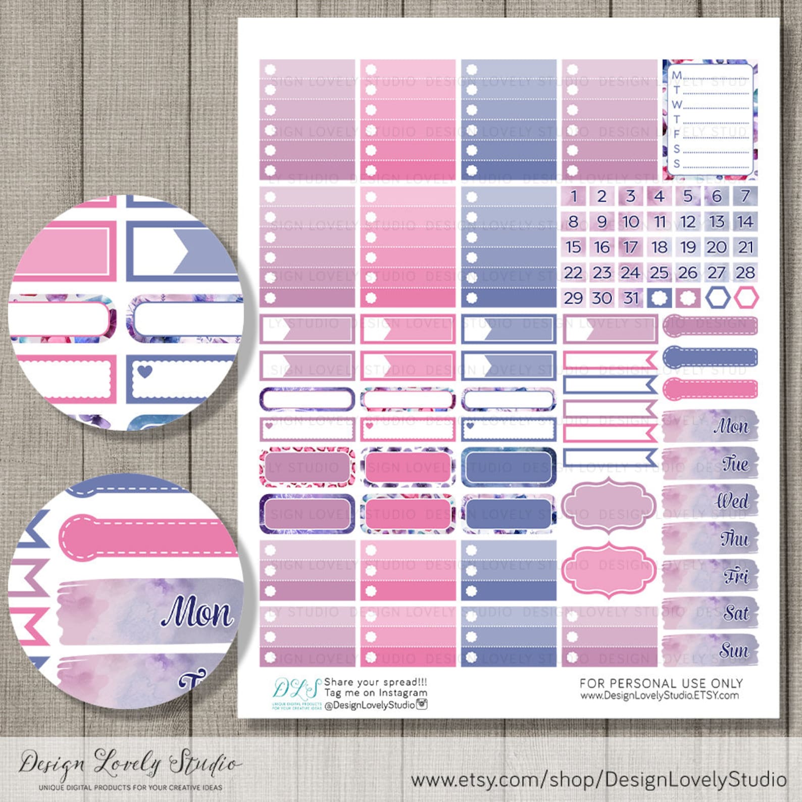 Printable Weekly Planner Kit Crystal Planner Stickers ECLP - Etsy