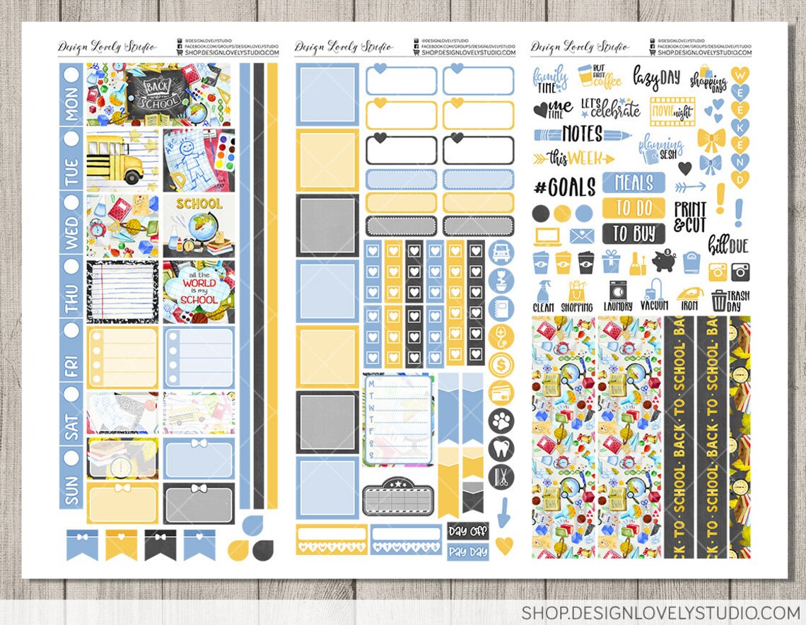 Printable BACK TO SCHOOL Planner Stickers Kit Hobonichi Weeks | Etsy
