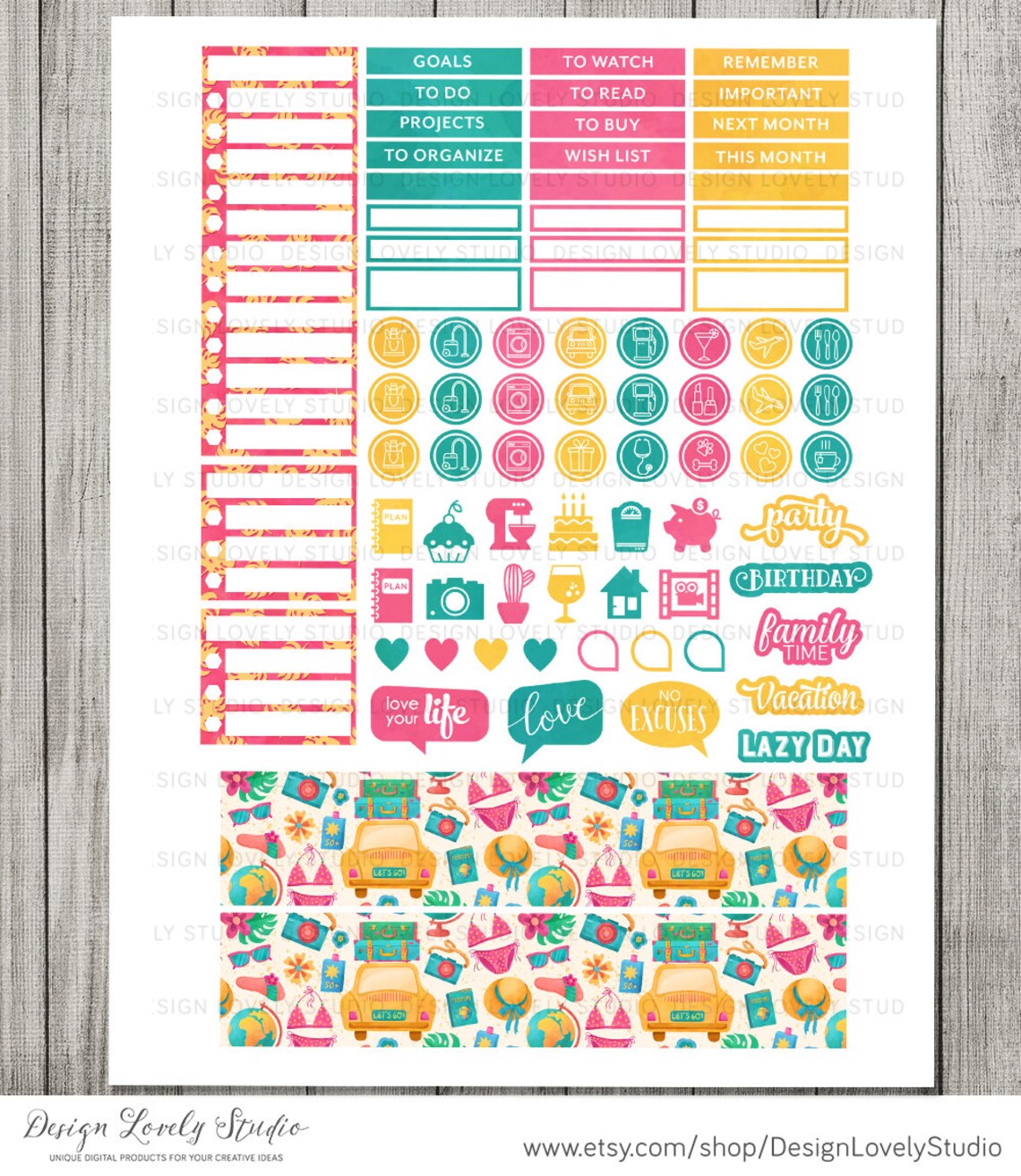 Printable Monthly Planner Stickers for Erin Condren Life - Etsy