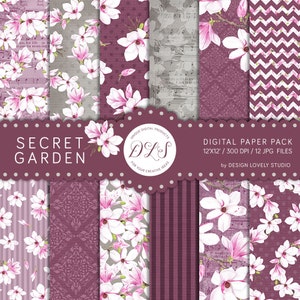 Floral Digital Paper Pack, Flower Digital Paper, Spring Digital Paper Pack, Spring Scrapbook Paper, Magnolia Digital Paper, DP143