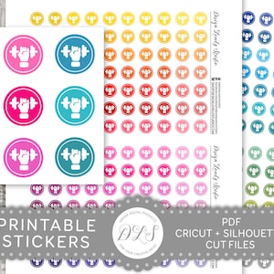 Printable Workout Planner Stickers, Fitness Planner Stickers, Gym Planner Stickers, Cross Fit Stickers, Dumbbell Stickers, Cut Files, FS171