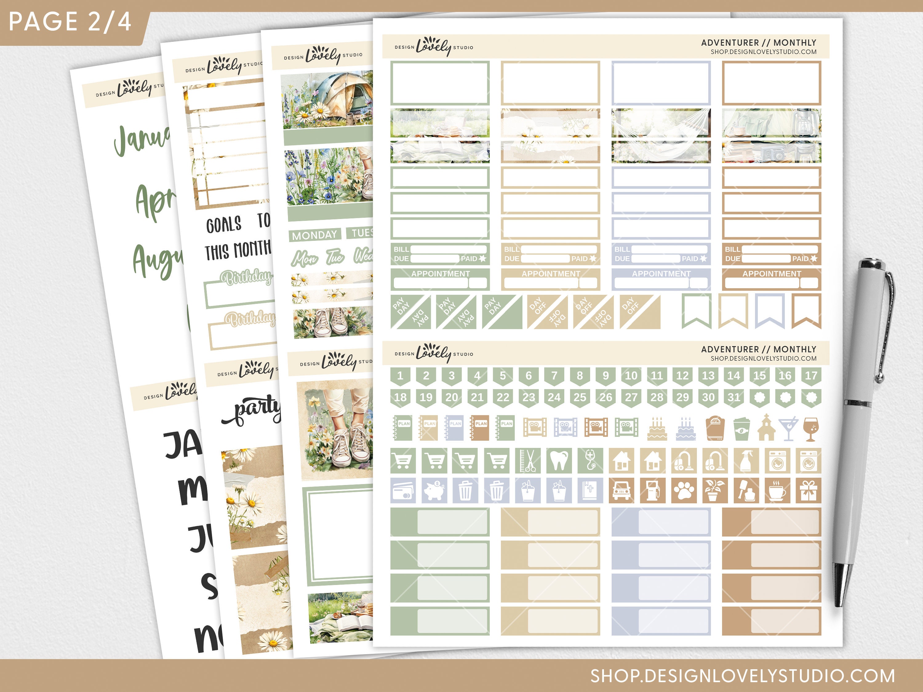 June Monthly Sticker Kit, July Planner Stickers, August Monthly Kit ...