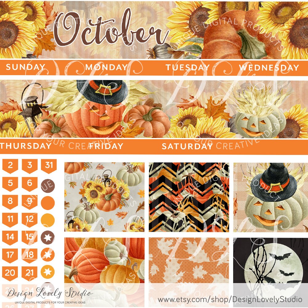 OCTOBER Monthly Kit for Erin Condren Life Planner, Printable October ...