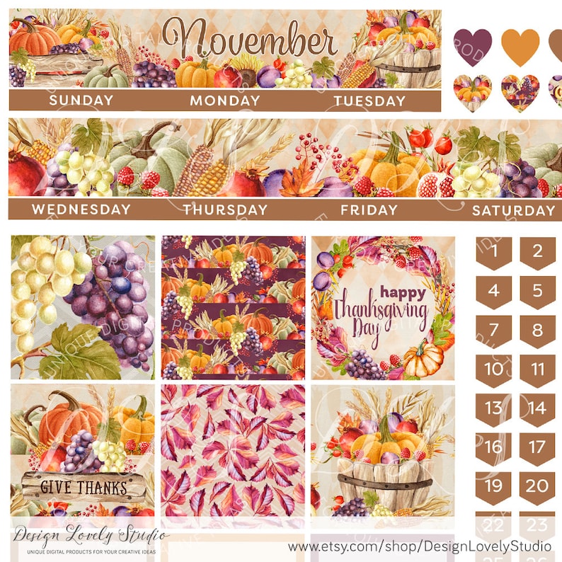 Printable Happy Planner November Monthly Kit, November Stickers Kit ...