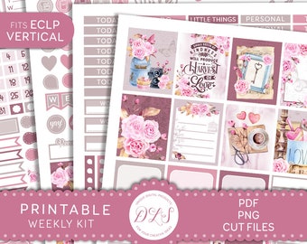 VALENTINE'S DAY Planner Stickers, Vertical Stickers, Printable Planner Stickers, Erin Condren Weekly Kit, Valentine's Day Planner Kit, VS209