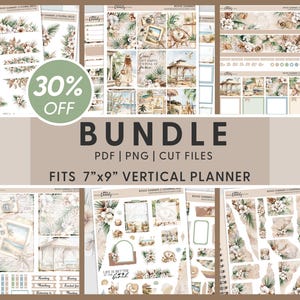Set di adesivi Boho Summer Planner - Settimanale, Mensile, Pagina Note, Diario, Carta Strappata e Kit Floreali per EC Planner, Tema Costiero, BV141