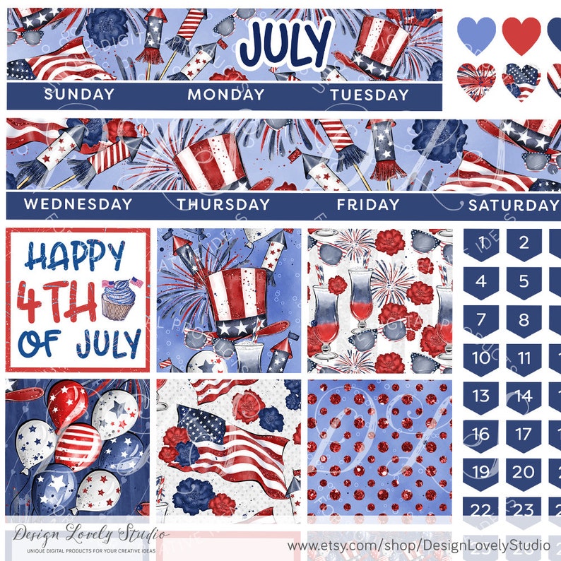 Big Happy Planner JULY Stickers Kit JULY Monthly Printable - Etsy