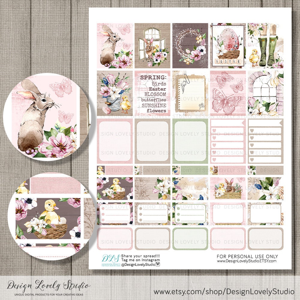 EASTER Printable Stickers April Weekly Planner Stickers | Etsy