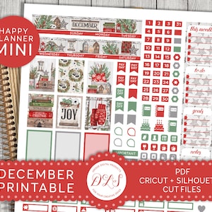 Mini Happy Planner December Planner Stickers, Afdrukbare December Maandelijkse Kit, December Planner, Vakantie Planner Stickers, Cut Files, MM152