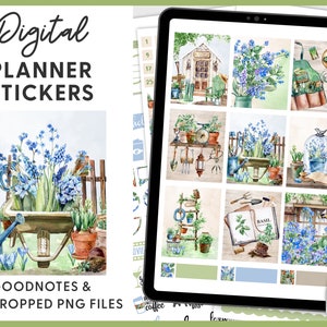 Tuinieren digitale planner stickers, lente stickers, voorgesneden Goodnotes stickers, PNG planner stickers, iPad stickers, DG129