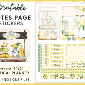 Notes Page Sticker Kit, Printable Planner Stickers, Monthly Sticker Kit, Summer Planner Stickers, Erin Condren Planner Stickers, ECN222