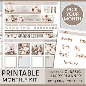 Afdrukbare Happy Planner maandelijkse stickers, winter maandelijkse sticker Kit, december maandelijkse Kit, januari planner stickers, spa stickers, HPMV235