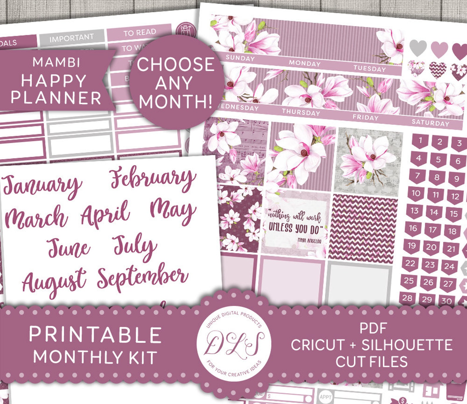 Happy Planner PRINTABLE Stickers Kit Happy Planner Monthly - Etsy