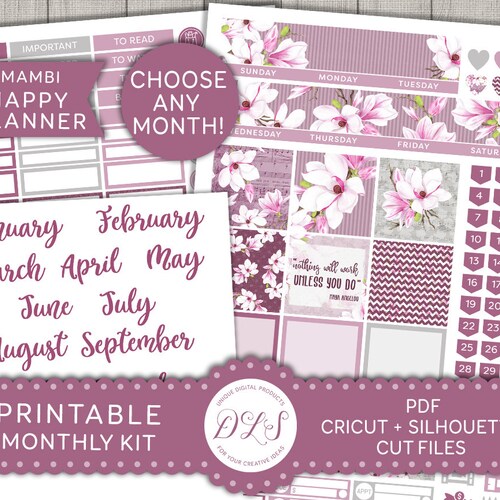 Printable JULY Monthly Stickers Kit Happy Planner July - Etsy