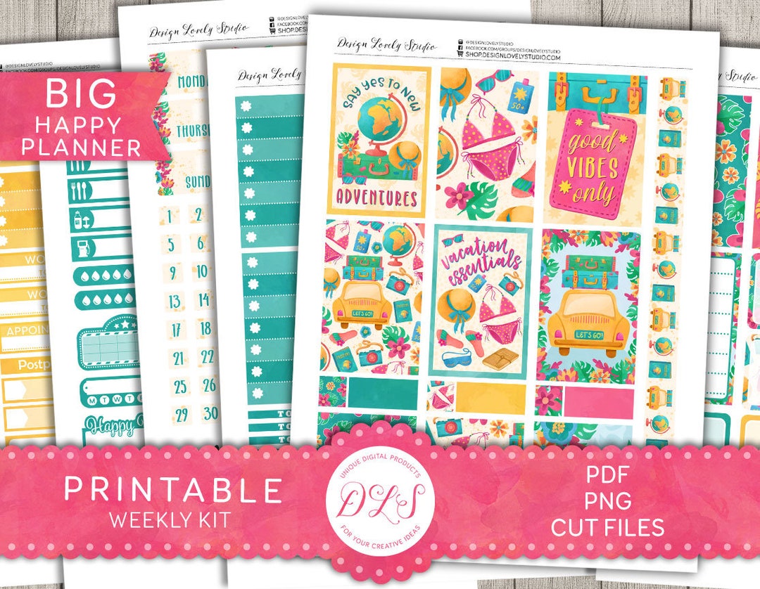 PRINTABLE Big Happy Planner Stickers Kit, Summer Planner Stickers ...