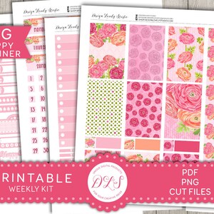 Big Happy Planner Printable Stickers, Weekly Planner Stickers Kit, Pink ...
