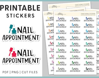 Nagel afspraak planner stickers, manicure planner stickers, pedicure planner stickers, afdrukbare planner stickers, cut-bestanden, TS115