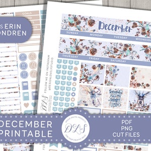 DECEMBER Maandelijkse Planner Stickers, Erin Condren Planner Stickers, Vakantie Planner Stickers, Afdrukbare Planner Stickers, Cut Files, MV193