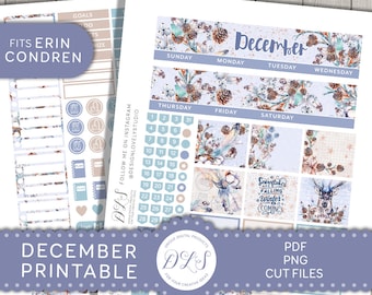 DECEMBER Monthly Planner Stickers, Erin Condren Planner Stickers, Holiday Planner Stickers, Printable Planner Stickers, Cut Files, MV193