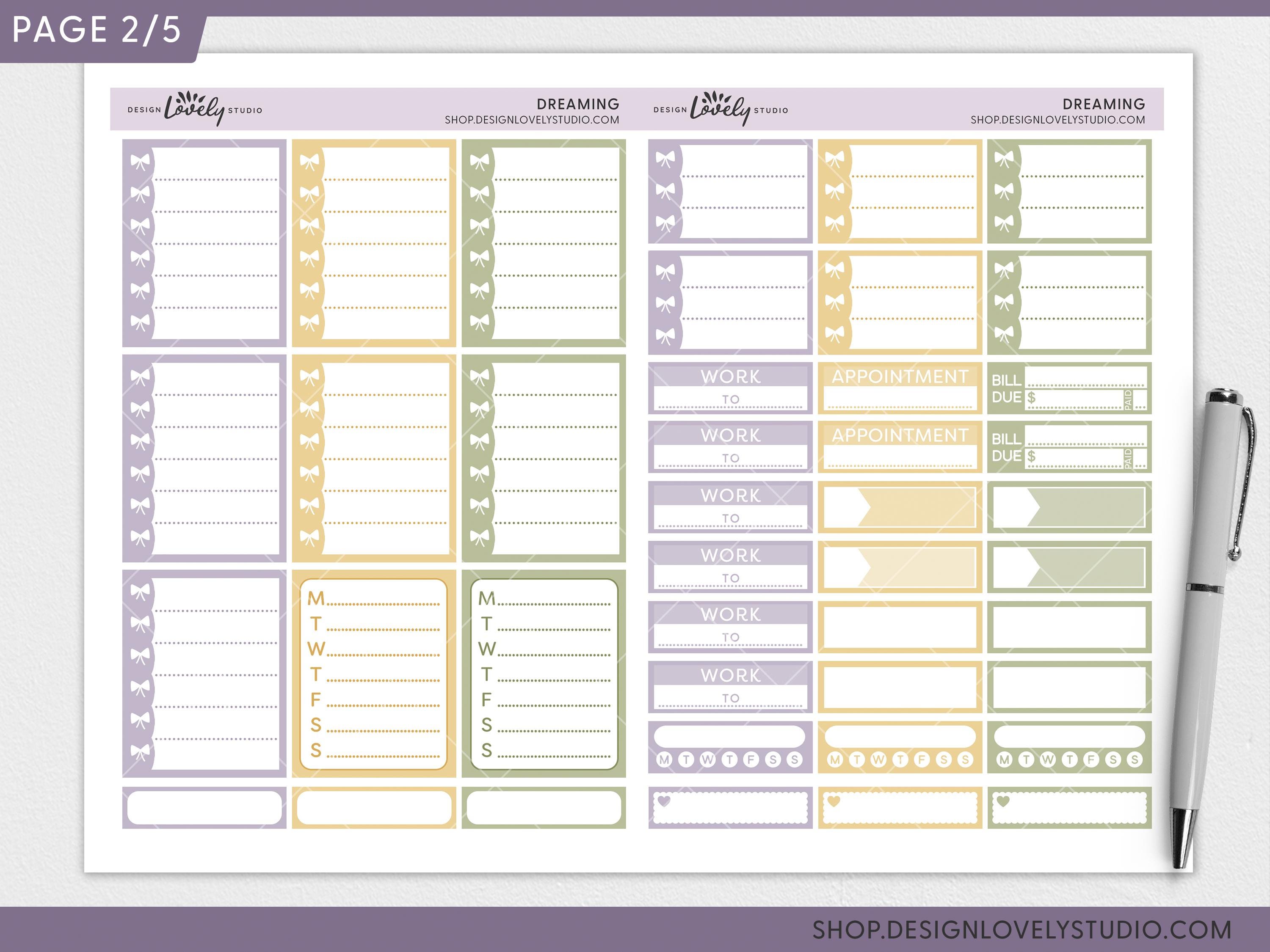 Lavender Dreaming Printable Planner Stickers, Erin Condren Weekly ...
