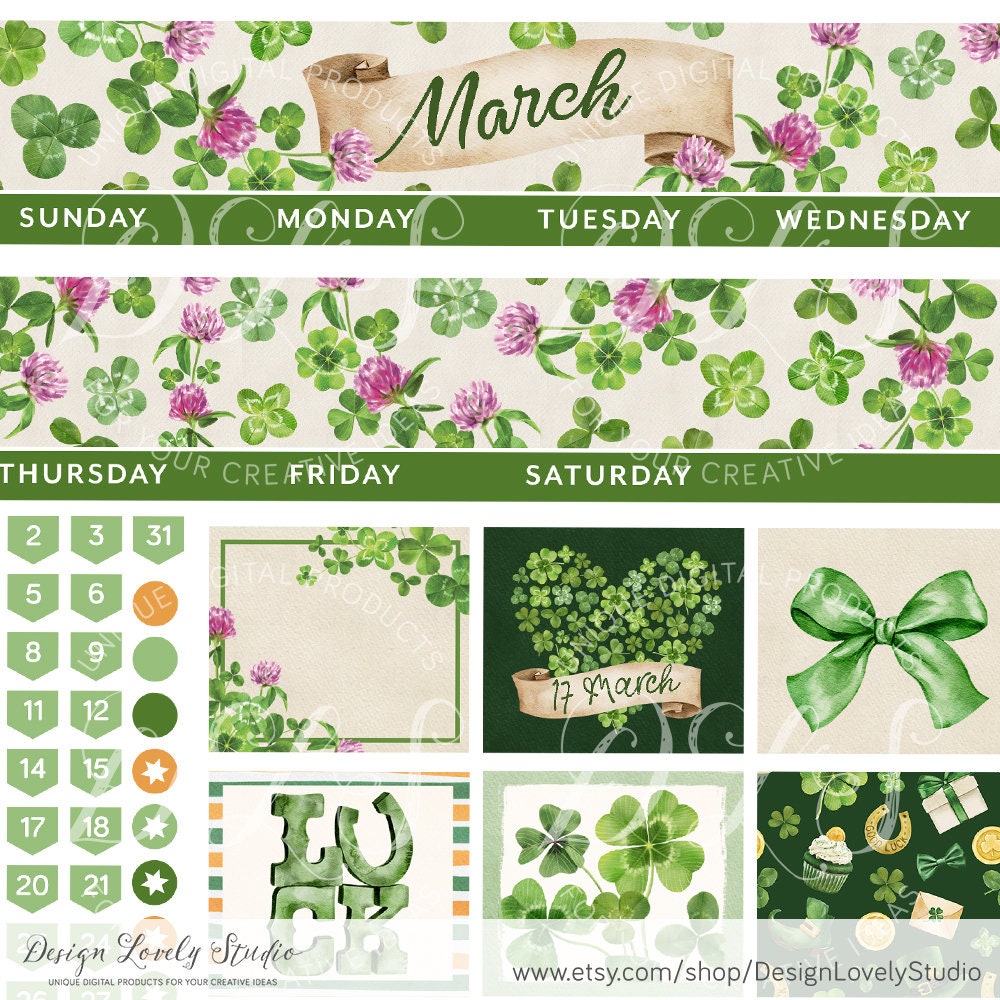 Printable MARCH Monthly Planner Stickers for Erin Condren St. - Etsy