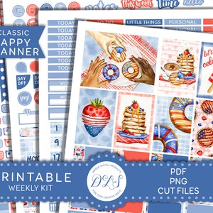 Printable 4TH OF JULY Planner Stickers Kit, July Weekly Kit, Happy Planner Printable Stickers, Patriotic Planner Kit, Cut Files, HP184