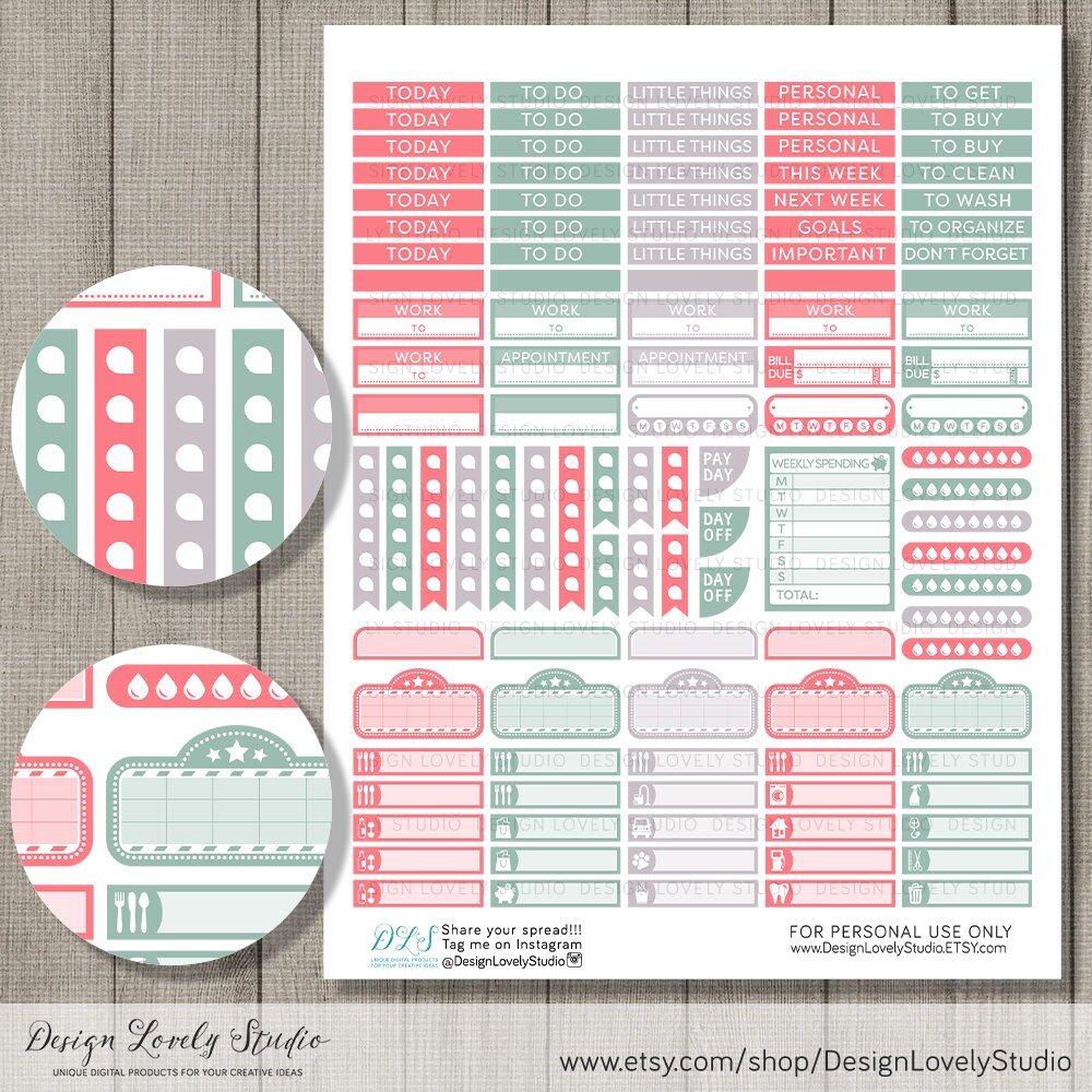 PRINTABLE Floral Planner Stickers, Weekly Stickers Kit, Poppy Stickers ...
