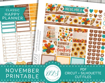 November Planner Kit, Happy Planner November Monthly Kit, Happy Planner Thanksgiving Kit, November Printable Planner Stickers, HPMV135