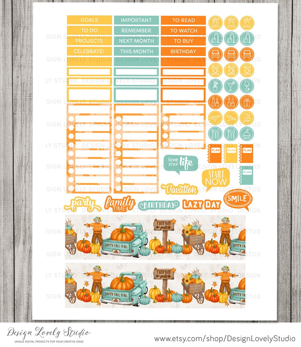Happy Planner Fall Monthly Kit, Novemper Monthly Stickers Kit, October ...