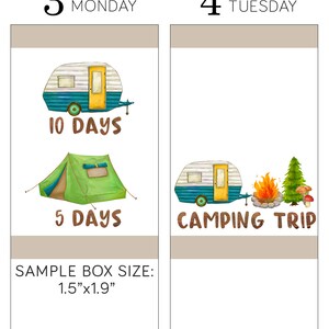 Camping Countdown Stickers, Printable Camping Countdown Stickers Kit ...