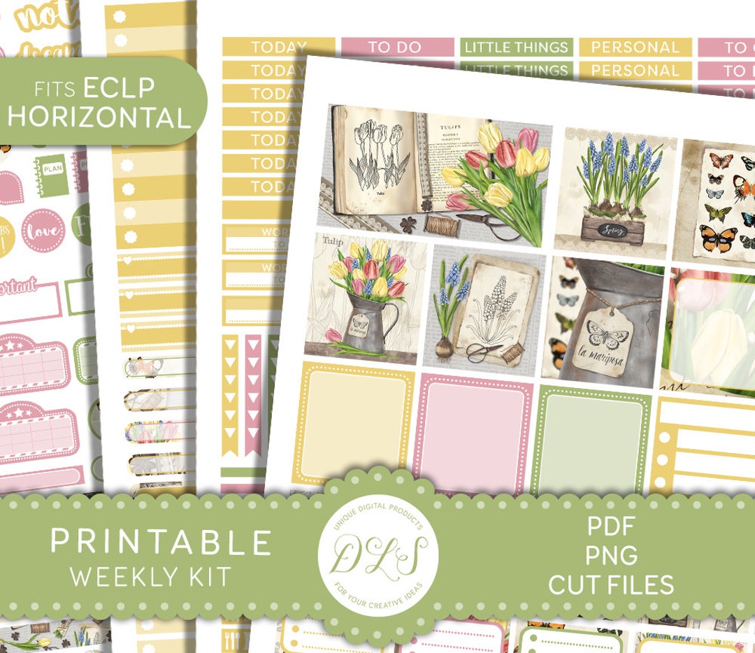 Printable Spring Weekly Stickers Kit, March Planner Stickers, Spring ...