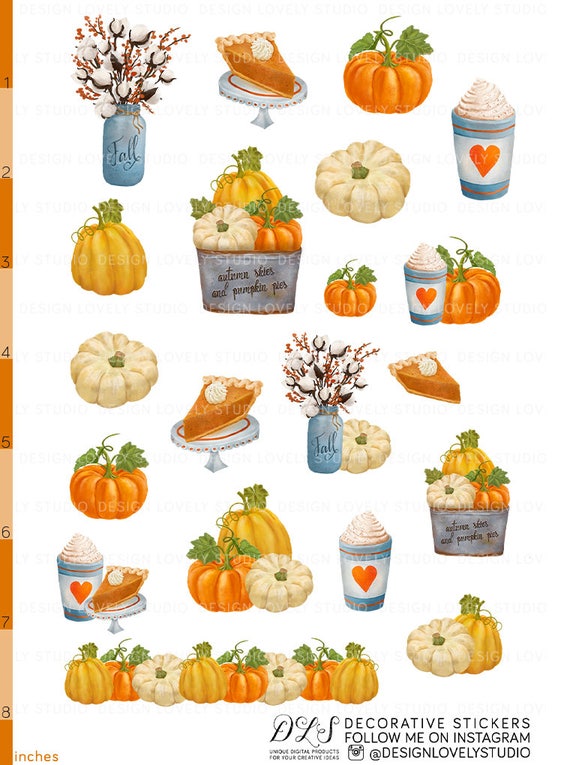 Pumpkin Stickers, Halloween Scrapbook Stickers, Halloween Planner Stickers,  Halloween Sticker Kit, Pumpkin Sticker Kit, DS112 -  Australia