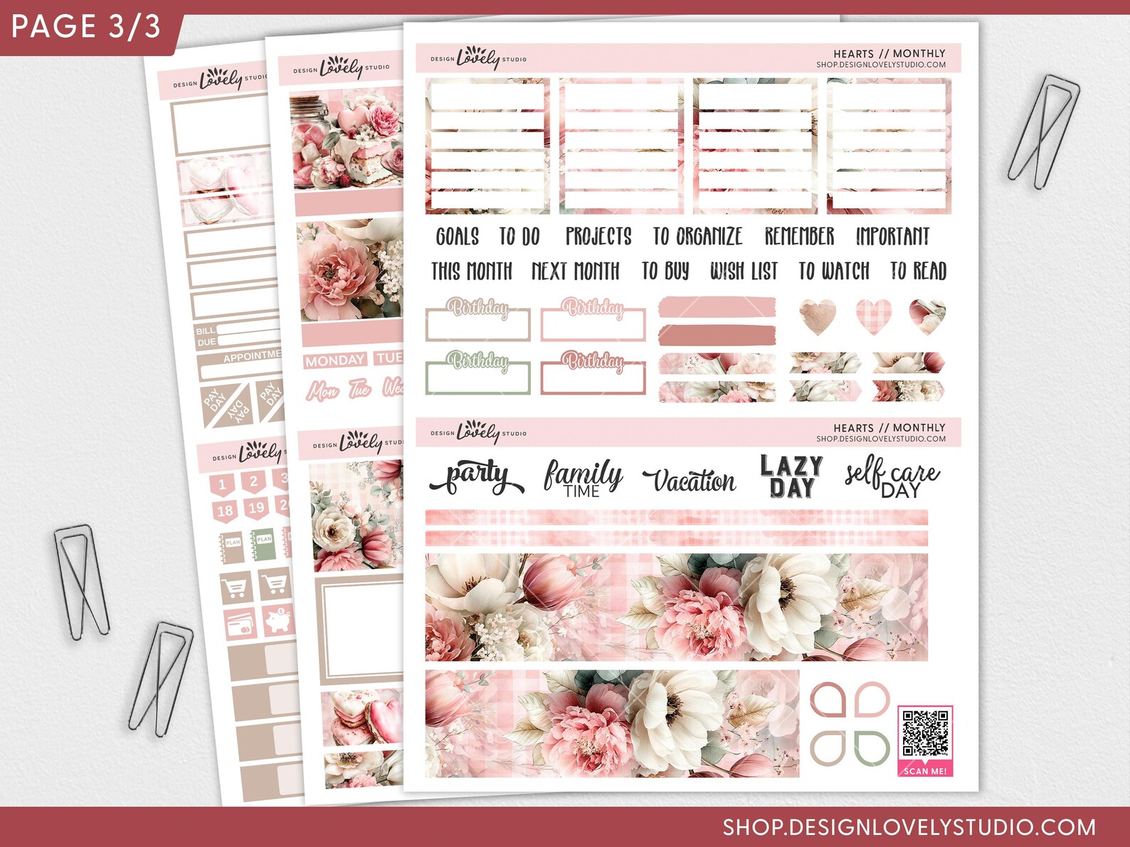 Love & Cookies Printable Planner Stickers, February Monthly Planner Kit ...