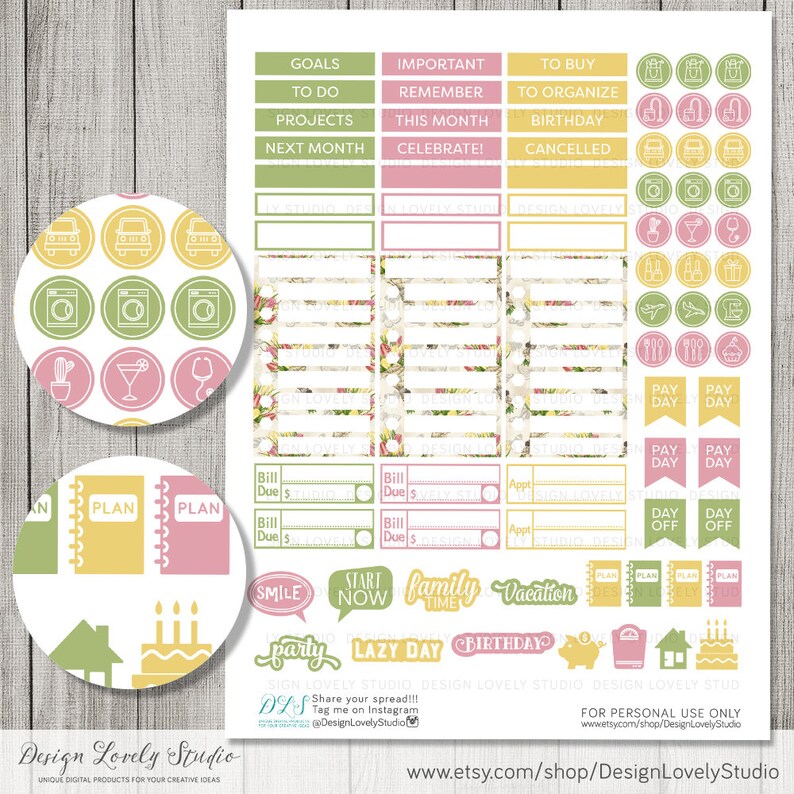 Big Happy Planner April Stickers Kit April Monthly Printable - Etsy