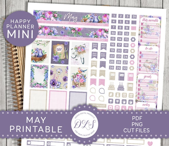 MAY Monthly Sticker Kit, May Planner Stickers, Mini Happy Planner