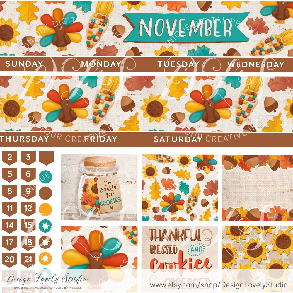 November Planner Stickers for Erin Condren November Monthly - Etsy