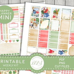 Summer Weekly Stickers Kit, Mini Happy Planner Printable Stickers, Beach Planner Stickers, Summer Vacation Stickers, Cut Files, MW186