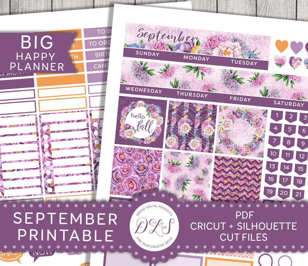 Big Happy Planner September Kit September Monthly Printable - Etsy