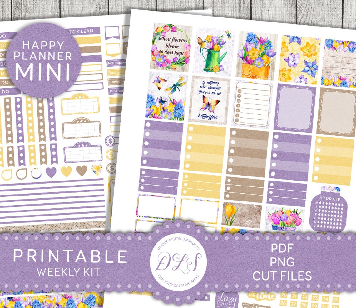 SPRING Planner Kit, Mini Happy Planner Weekly Stickers Kit, Printable ...