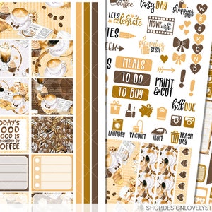 Printable COFFEE TIME Planner Stickers Kit, Hobonichi Weeks Planner ...