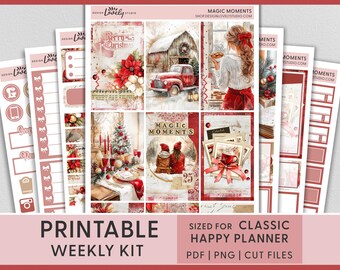 Christmas Planner Stickers, Happy Planner Printable Stickers, Holiday Planner, Xmas Stickers, Christmas Tree, Weekly Sticker Kit, HP267