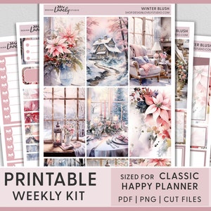 Kerstplannerstickers, winterstickers, december-weekstickers, afdrukbare Happy Planner-stickers, wekelijkse stickerkit, HP241