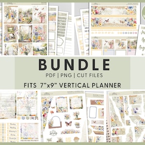 Spring Floral Printable Planner Stickers Bundle, Garden, Nature, Summer, Monthly Kit, Weekly Stickers, Journaling, Deco, Erin Condren, BV109